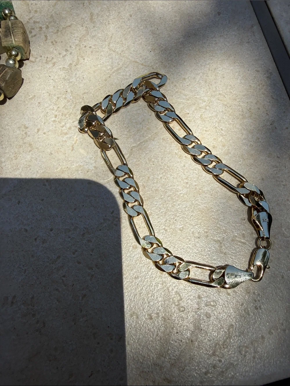 Gold Figaro Chain bracelet 14k gold plated stamped